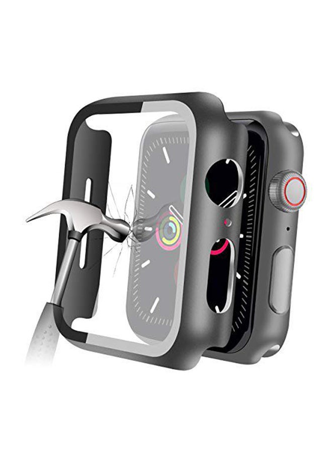 Protective Case With Tempered Glass Screen Protector For Apple Watch Series 4/5/6 44mm Black - Image 2