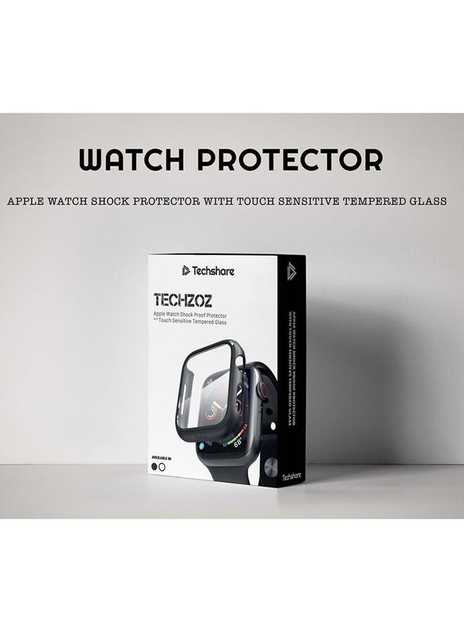Protective Case With Tempered Glass Screen Protector For Apple Watch Series 4/5/6 44mm Black - Image 4
