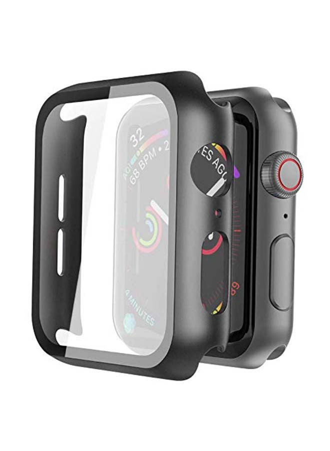 Protective Case With Tempered Glass Screen Protector For Apple Watch Series 4/5/6 44mm Black - Image 1