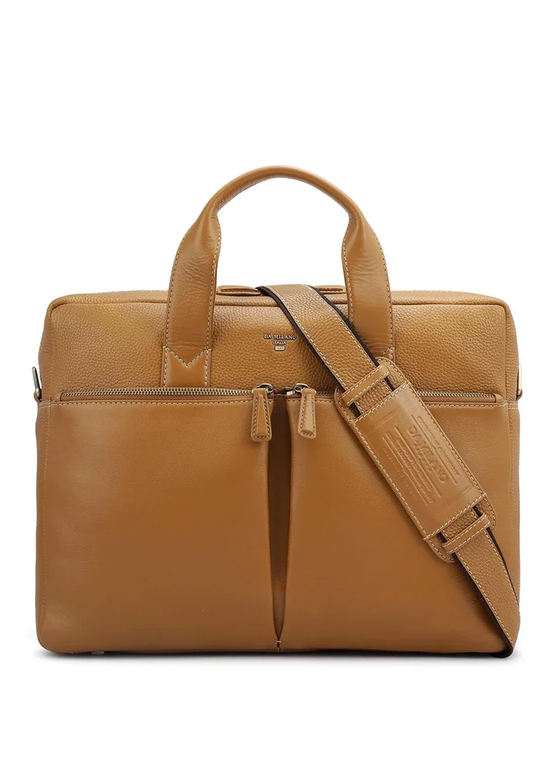دا ميلانو حقيبة لاب توب جلد طبيعي بني من دا ميلانو
