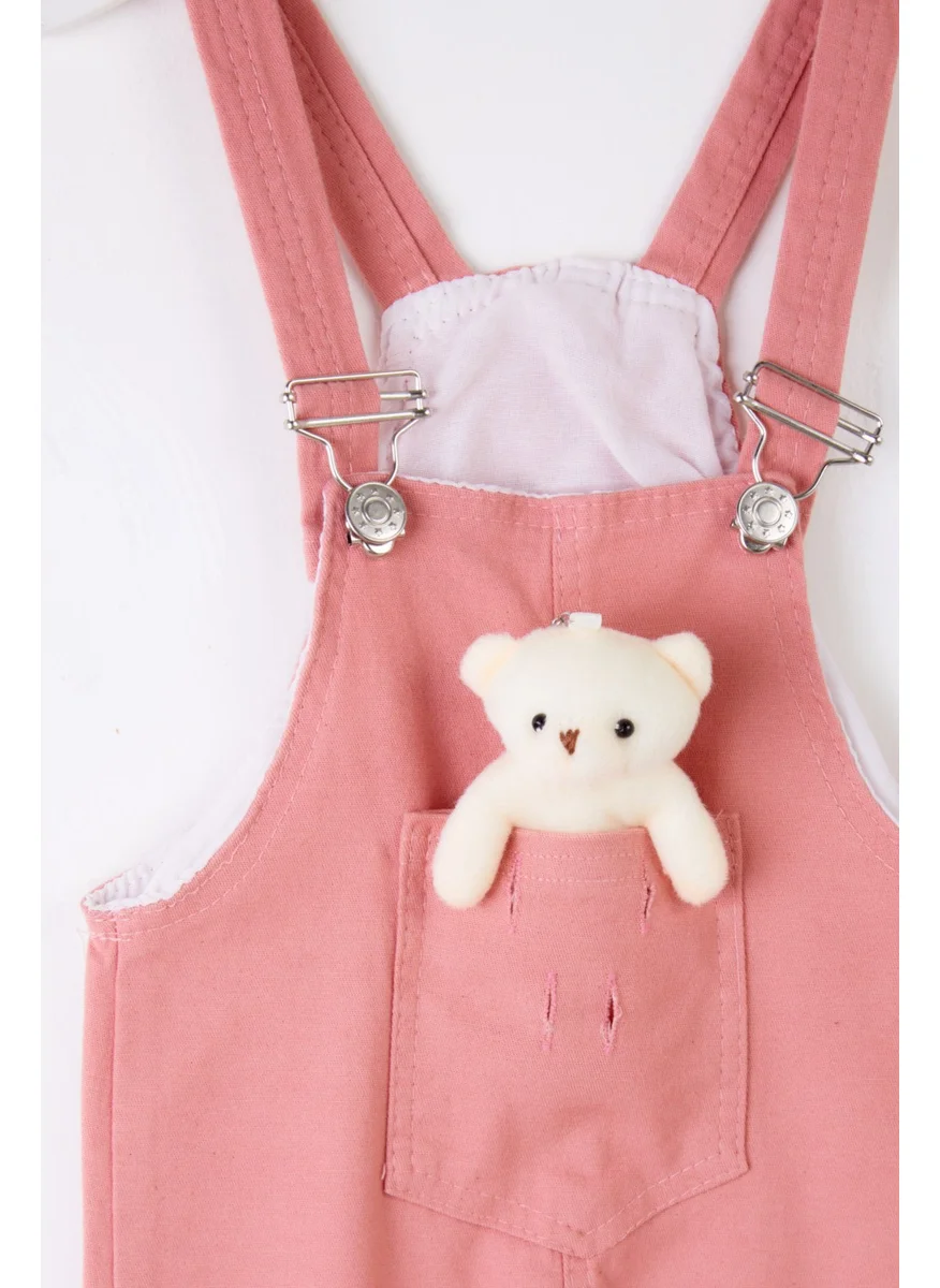 Tofisa Girls Pink Teddy Bear Overalls - 25358