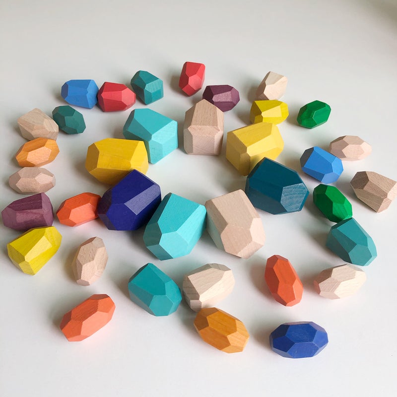 Children'S Early Education Colorful Stacked Stone Building Blocks Patience And Concentration Toys Hand-Eye Coordination Wooden Stacked Stone Toys - Image 5