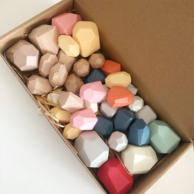 Children'S Early Education Colorful Stacked Stone Building Blocks Patience And Concentration Toys Hand-Eye Coordination Wooden Stacked Stone Toys - Image 3