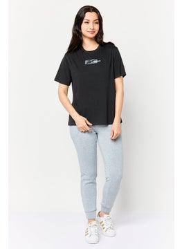 Reebok Women Sportswear Fit Short Sleeve Training T-Shirt, Black  - Image 3