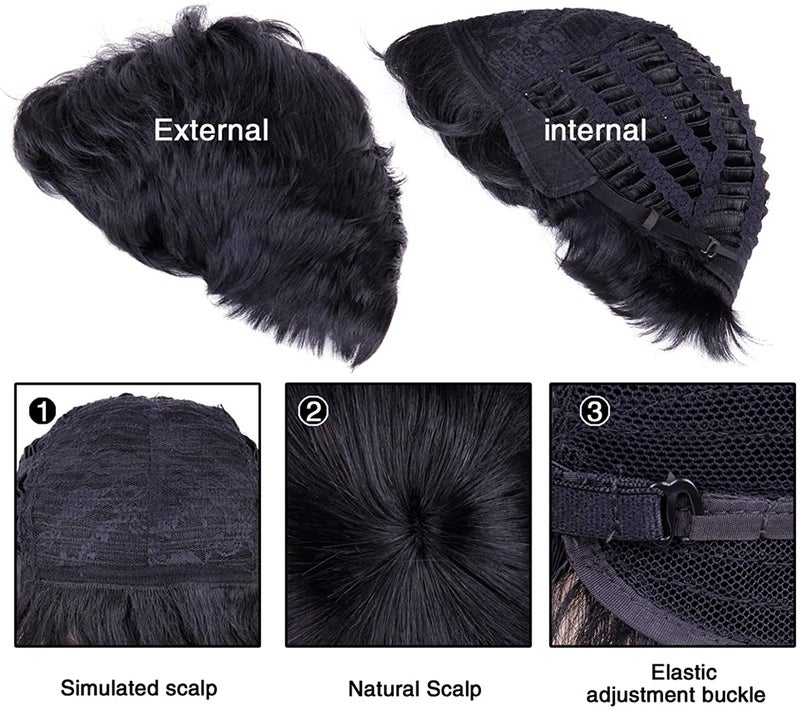 Creamily Mens Short Black Wig,Male Wig Realistic Synthetic Hair Replacement Wigs for Men, Layered Mens Wigs for Daily Wear Party Halloween Costume - Image 4