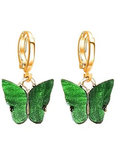 Julia Store Boho Butterfly Drop Dangle Earrings Butterfly Green Huggie Hoop Earrings Tiny Butterfly Earrings Gold Drop Earrings Jewelry for Women and Girls By Julia Store  - Image 1