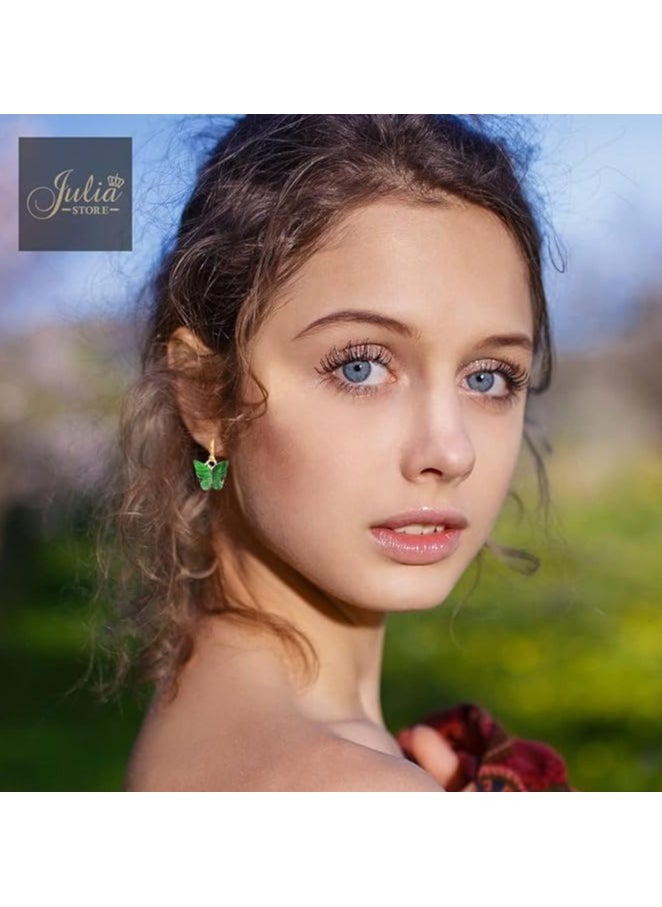 Julia Store Boho Butterfly Drop Dangle Earrings Butterfly Green Huggie Hoop Earrings Tiny Butterfly Earrings Gold Drop Earrings Jewelry for Women and Girls By Julia Store  - Image 5
