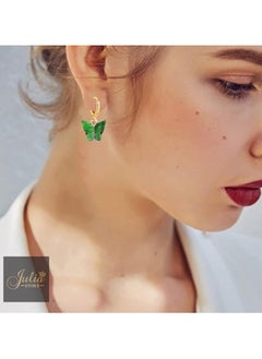 Julia Store Boho Butterfly Drop Dangle Earrings Butterfly Green Huggie Hoop Earrings Tiny Butterfly Earrings Gold Drop Earrings Jewelry for Women and Girls By Julia Store  - Image 3