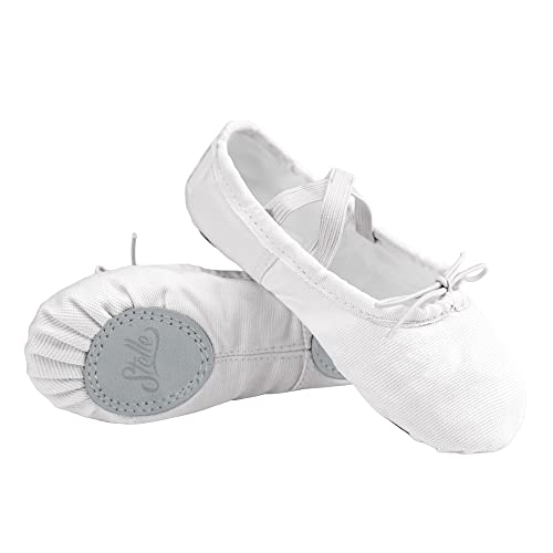 Stelle Canvas Ballet Shoes for Girls Dance Ballet Slippers Shoes（Toddler/Little/Big Kid/Women）(2ML,White) - Image 3
