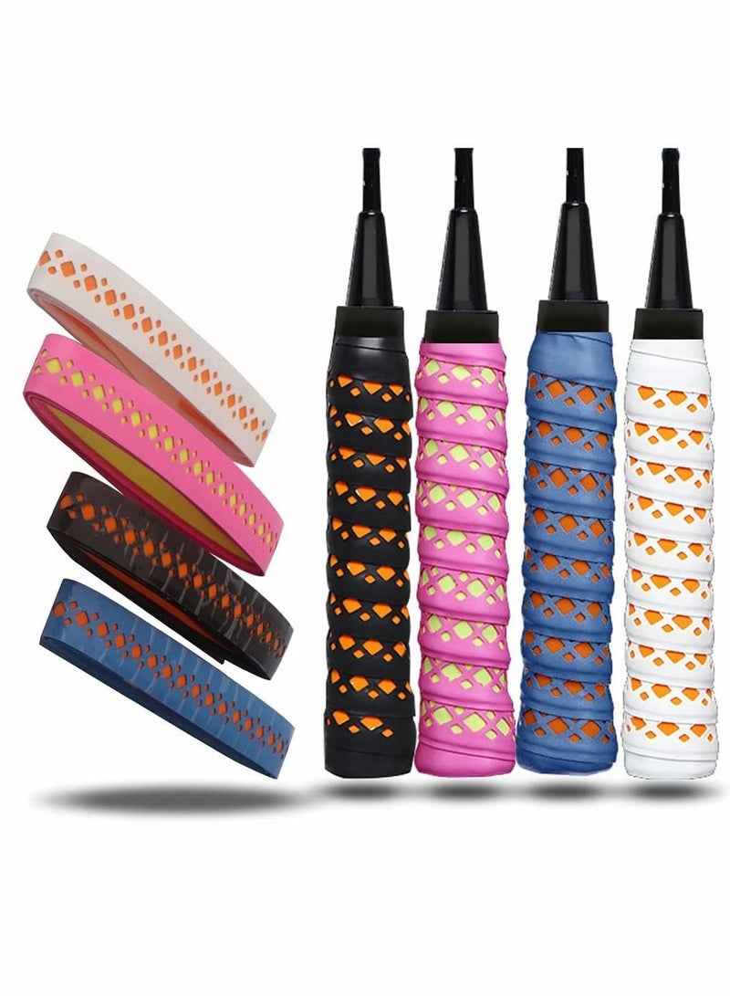 Generic Tennis Racket Grip Tape, Badminton Grip, Precut and Dry Feel Tennis Grip, Anti Slip Perforated Tape Absorbent, Wrap Your Racquet for High Performance, Skipping Rope, Fishing Pole Racket Grip (4 Grips) - Image 1