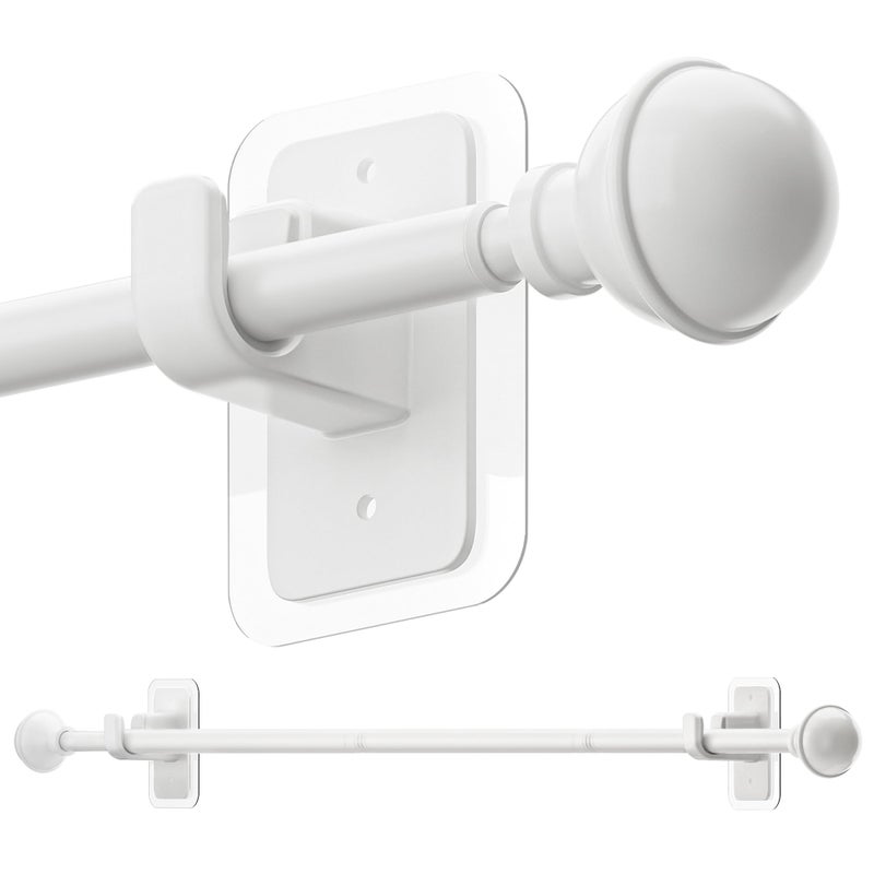 ENJOYBASICS No Drill Curtain Rods for Window 28 to 47 Inches, 5/8 Inch Diameter Renter Friendly Drapery Rod with Adhesive Brackets without Drilling, Adjustable from 27 to 52 Inches, White - Image 1