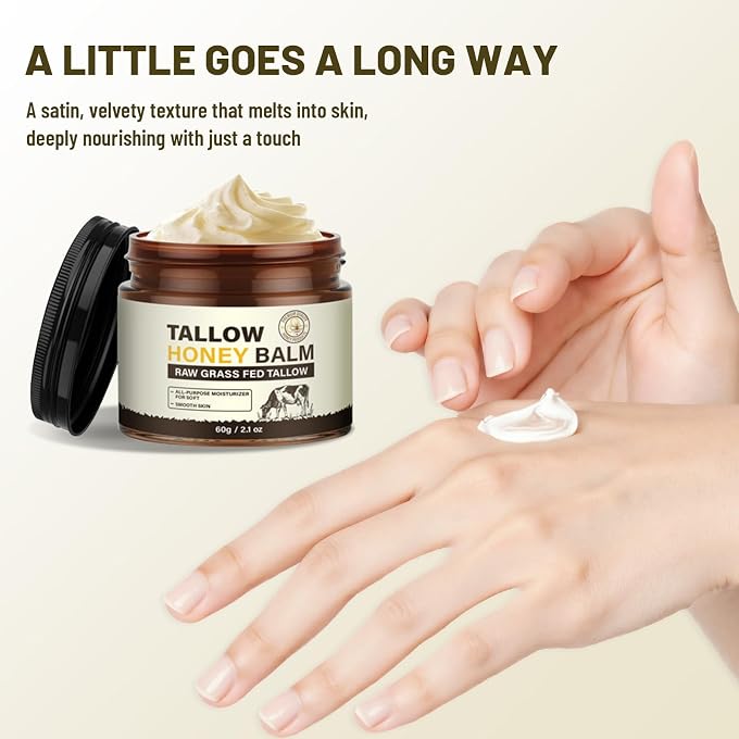 Jovial Tallow and Honey Balm, Beef Tallow Skin Care, 100% Natural Grass-Fed Whipped Tallow Cream, Organic Tallow Moisturiser with Olive Oil & Raw Honey, Deep Hydration Nourishing for Face & Body - Image 3