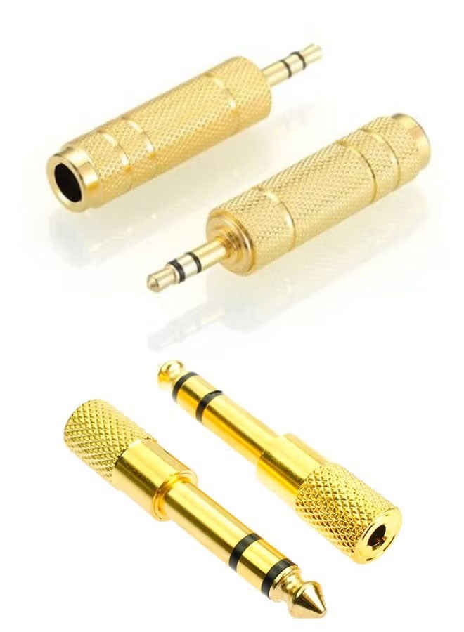 Generic Audio Adapter Converters (4-Pack 6.5mm Male to 3.5mm) and (4-Pack 6.35mm Plug to 3.5mm) Female Stereo for Guitar Headphone Amplifiers, Gold  - Image 2