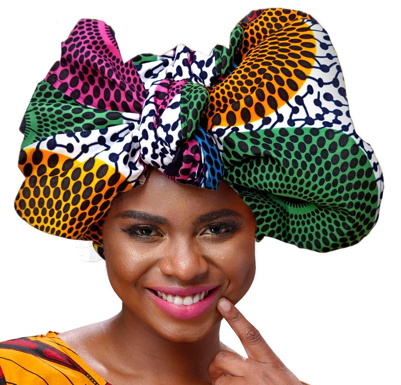 SHENBOLEN African Traditional Wax Print Head wrap Headwrap Scarf Tie,One Size (71in21in,3)