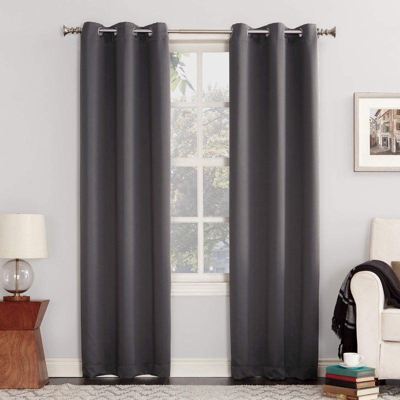 Sun Zero Easton Energy Saving Blackout Grommet Curtain Panel 40 x 63 Charcoal