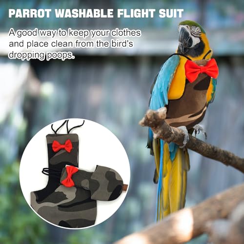 XQIGI Bird Diaper Washable Reusable Parrot Flight Suit Nappies Protective Breathable Parrot Nappy Clothes for Parakeet, Macaw, Budgie, Canary, Cockatiel (Camouflage, Large) - Image 2