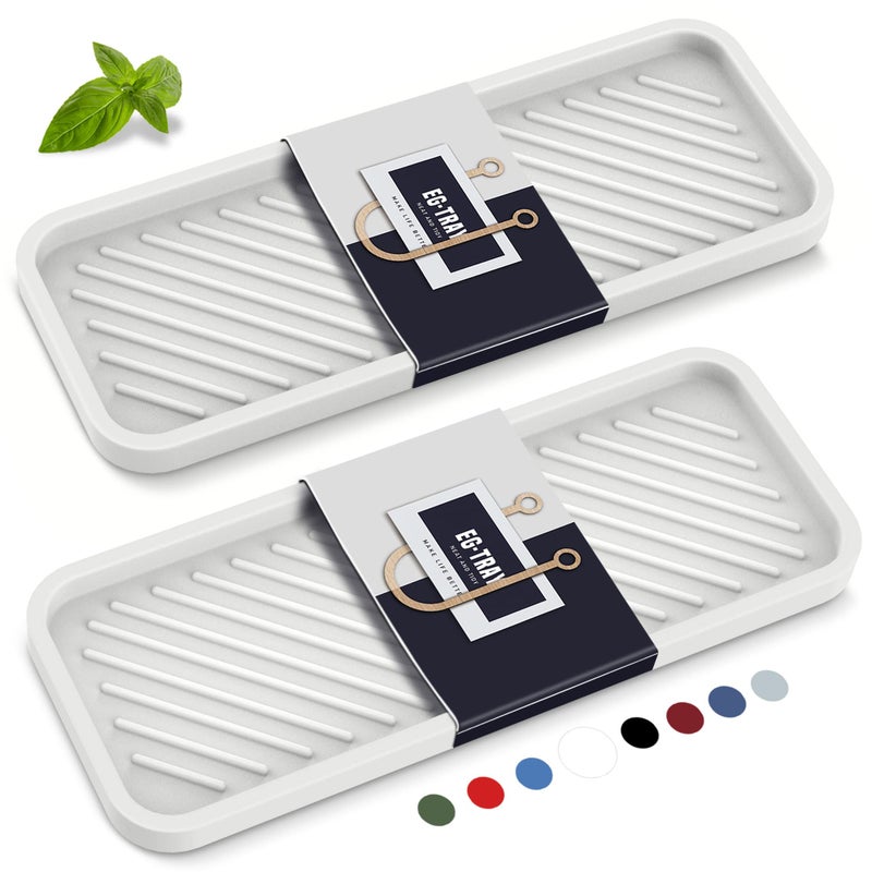 EG-SIPRO Kitchen Sink Organizer Tray,Sponge Holder for Kitchen Sink Bathroom Counter Tray Sponge Caddy Silicone Soap Holder for Soap dispenser, Bottle, Dishwashing Accessories(2-pack) - Image 1