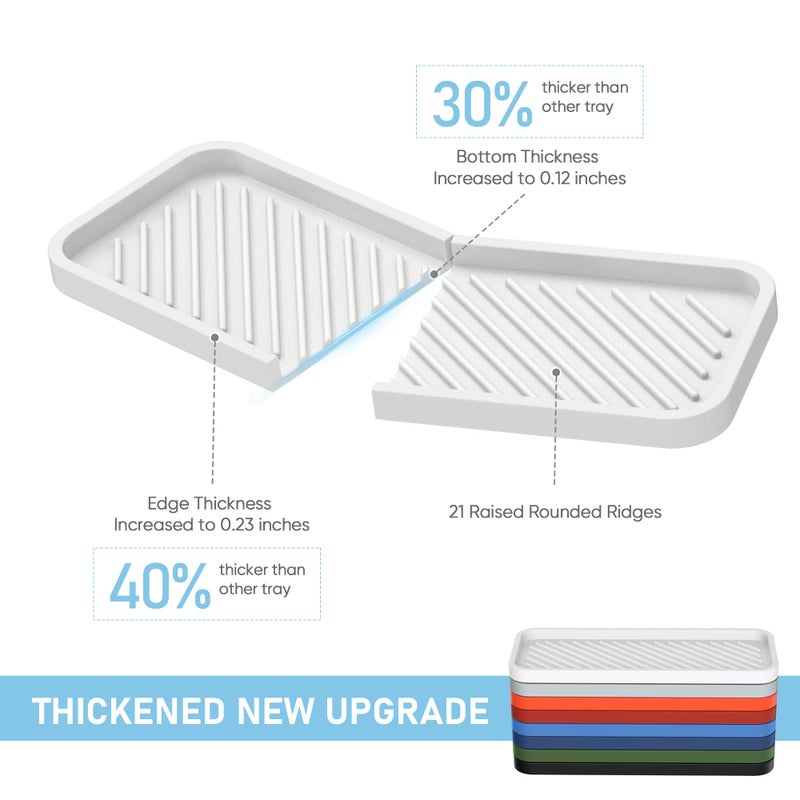 EG-SIPRO Kitchen Sink Organizer Tray,Sponge Holder for Kitchen Sink Bathroom Counter Tray Sponge Caddy Silicone Soap Holder for Soap dispenser, Bottle, Dishwashing Accessories(2-pack) - Image 2