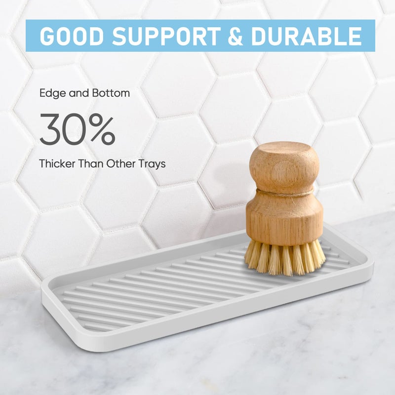 EG-SIPRO Kitchen Sink Organizer Tray,Sponge Holder for Kitchen Sink Bathroom Counter Tray Sponge Caddy Silicone Soap Holder for Soap dispenser, Bottle, Dishwashing Accessories(2-pack) - Image 4