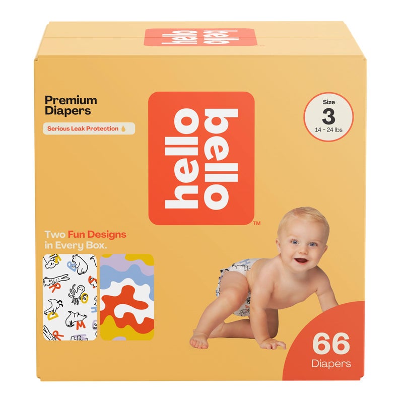 Hello Bello Premium Diapers Size 3, Capital Critters & Get in The Groove Designs, 66ct Club Box - Image 1