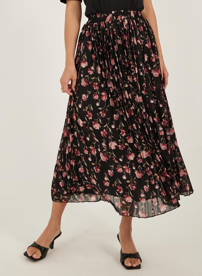 Styli Solid Knit Top and Printed Pleated A-Line Skirt Co-Ords - Image 5