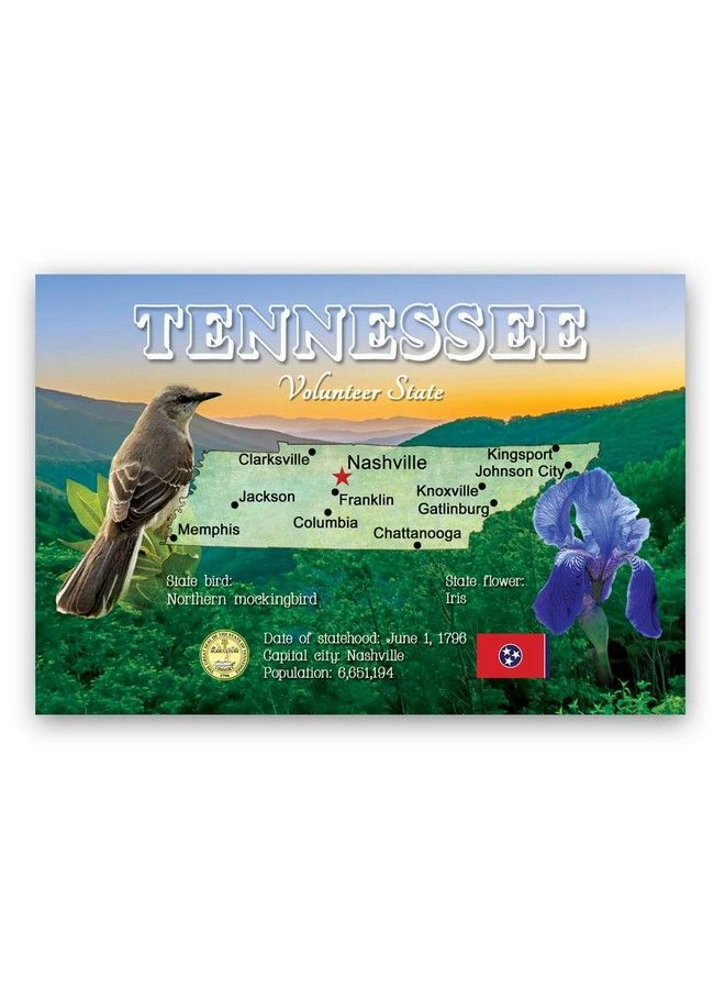 Postcard Fair Tennessee Map Postcard Set Of 20 Identical Postcards. Tn State Map Post Cards. Made In Usa. - Image 1