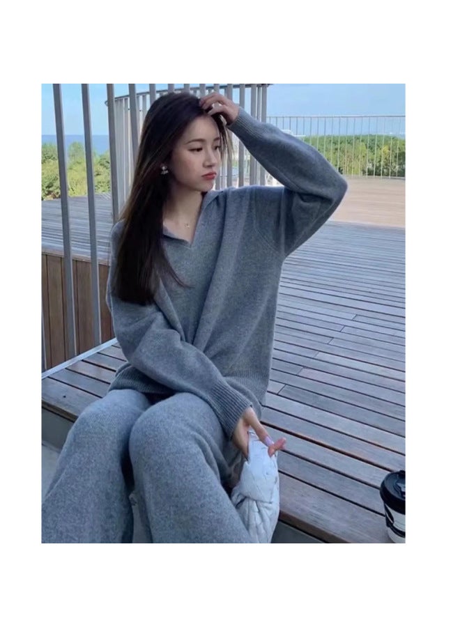 Maternity 2024 Autumn And Winter New Korean Fashion Slimming Casual Long Sleeve Top Pregnant Women Belly Pants Two-piece Set 