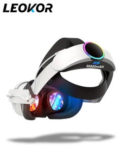 LEOKOR Head Strap with Battery for Meta Quest 3s,10000mAh Battery with RGB Light,Extend 6-8Hours Playtime,Adjustable Elite Strap for VR Oculus Quest 3 Enhanced Comfort Support & Balance in VR  - Image 1