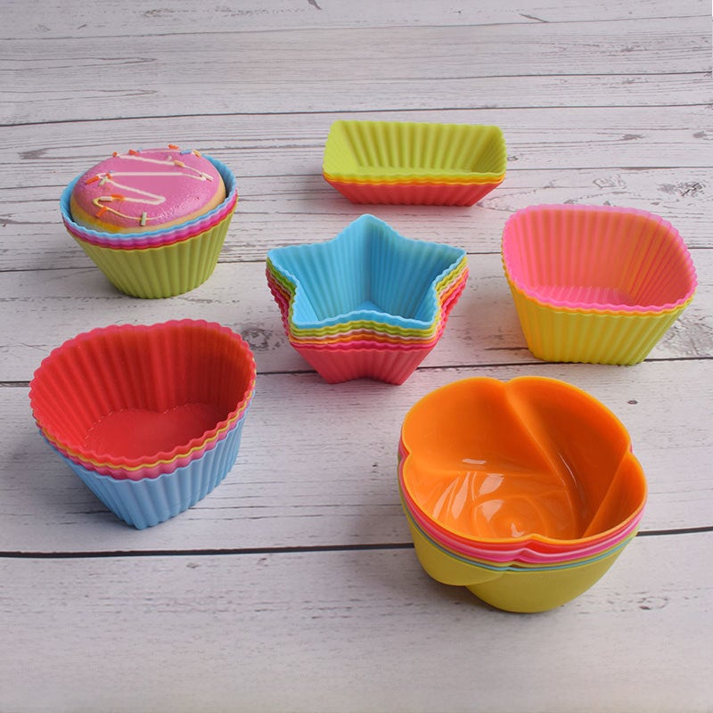 7cm Silicone Rose Heart Tart Muffin Cups Orange 
