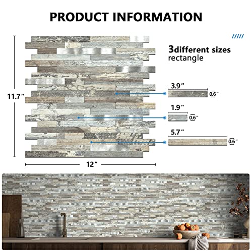 Midcard 10 Pieces Peel and Stick Backsplash PVC Wall Tile,for Kitchen Backsplash,Bathroom,Fireplace,Laundry - Image 3