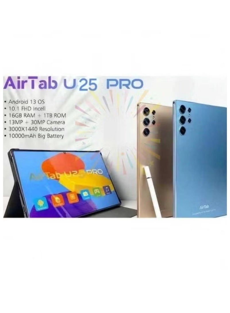 AirTab U25 Pro Android 15 Tablet with Arabic Keyboard, 10.1-Inch FHD Display, 16GB RAM, 1TB Storage, 10000mAh Battery – Fast Performance, Dual SIM, Wi-Fi, Bluetooth, for Study, Work & Entertainment – Black - Image 2