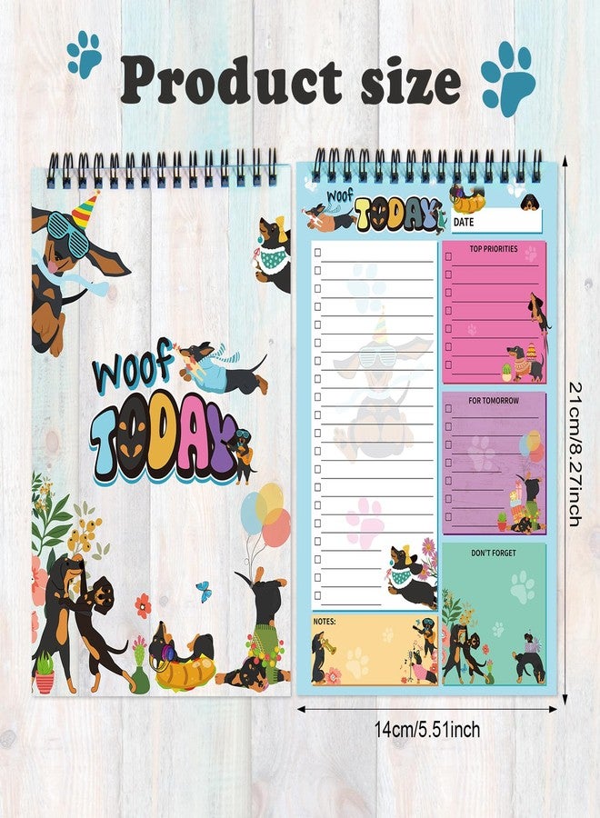 snaxuda Gifts for Dachshund Owners To Do List Notepad Funny Dachshund Spiral Memo Pads Work Planner Reminder Daily Planner Pad for Desk Office Supplies Work School,80 Sheet - Image 2