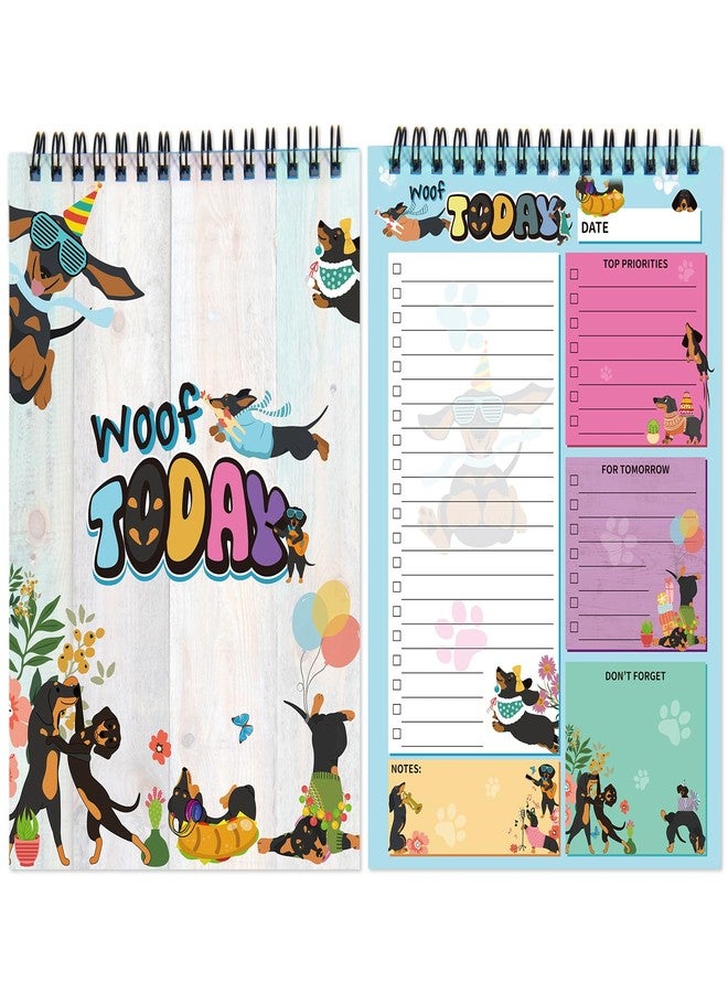 snaxuda Gifts for Dachshund Owners To Do List Notepad Funny Dachshund Spiral Memo Pads Work Planner Reminder Daily Planner Pad for Desk Office Supplies Work School,80 Sheet - Image 1