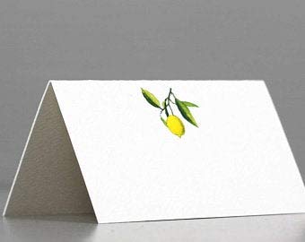 Nancy Nikko Place Cards with Lemon on Branch for Weddings Showers and Dinner Parties Table Tent Style Scored for Easy Folding Available in Pkgs of 50