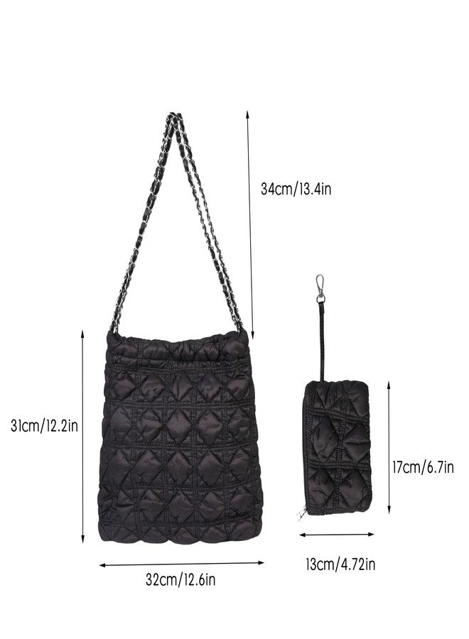 Eiyye Tote Bag for Women with Pouch Lightweight Shoulder Bag Soft Cloud Quilted Handbag for Daily Use Travel & Work - Image 3