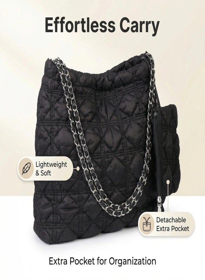 Eiyye Tote Bag for Women with Pouch Lightweight Shoulder Bag Soft Cloud Quilted Handbag for Daily Use Travel & Work - Image 4