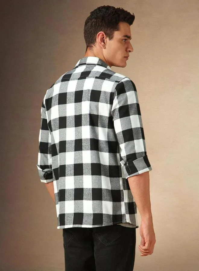 Dennis Lingo Dennis Lingo Checked Long Sleeves Flannel Casual Shirt
