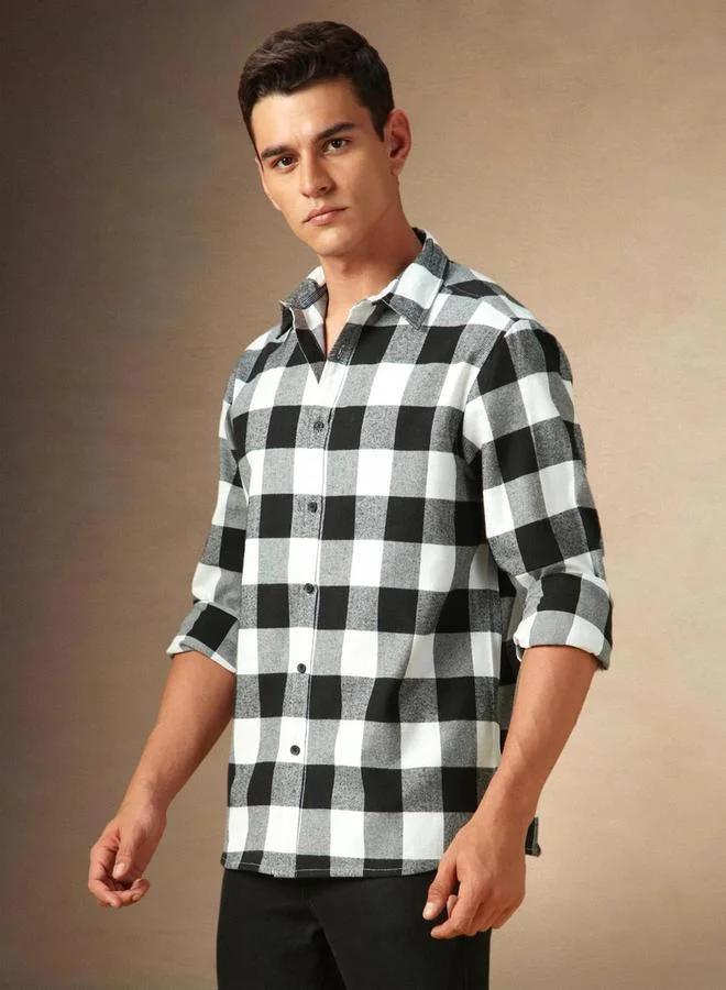 Dennis Lingo Dennis Lingo Checked Long Sleeves Flannel Casual Shirt