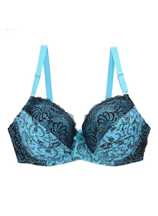 Women's Bra Push-up Adjustable Lace Printed Color Matching Intimates Large Size Intimates Bra