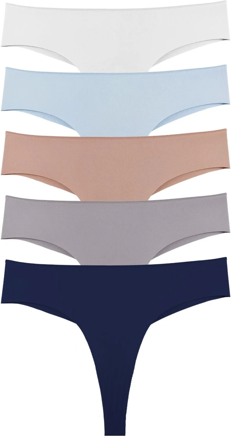 Sensu Women's Laser Cut Thong Panties 5 Pack Set KTS3077
