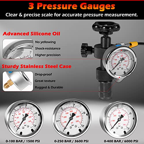 Bonbo GK-01 Hydraulic Accumulator Nitrogen Charging System with 7 Couplings, 3 Pressure Gauges 1 Gas Hose and 1 Main Valve Body, Nitrogen Pressure Test Kit, Gas Charging Tools - Image 2