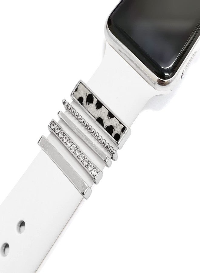 Wowstrap 5Pcs Charms for Apple Watch band 41mm 45mm 40mm 44mm 38mm 42mm 46mm 49mm Women,Diamond+Metal Jewelry Decorative Ring For iWatch series 11 10 9 8 7 6 5 4 se 3/2,Galaxy watch 7/6/5/4,Strap Accessories - Image 1