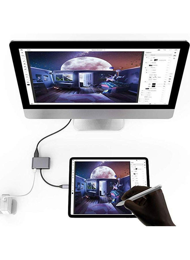 نيبمينينت محول صوت وفيديو من Type C إلى HDMI بدقة 4K وVGA وUSB3.0 رمادي - Image 3