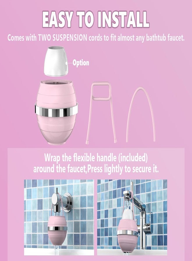 SHLLKTTRY Bathtub Water Filter for Tub with Overflow,2,500 Gallons of Filtration,8 Stages Bath Filter,Remove contaminants,Chlorineand Fluoride,Hardwater Softener,BPA Free(Upgrade Version),Pink - Image 2