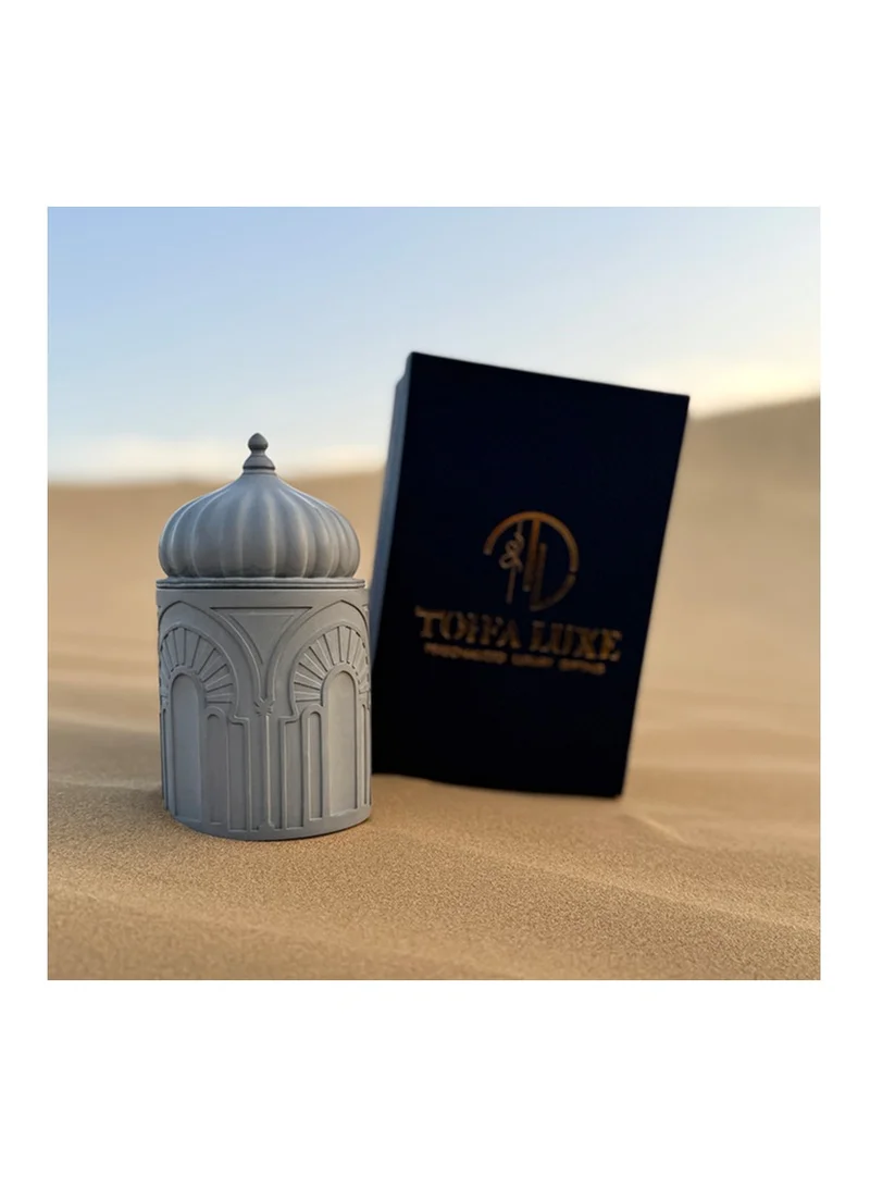 تحفة لوكس شمعة تحفة لوكس أورَا – برائحة الليمون واليوكالبتوس | 300 مل من شمع الصويا الطبيعي داخل وعاء خرسانة زخرفي | شمعة عطرية طويلة الأمد للاسترخاء وتزيين المنزل والهدايا