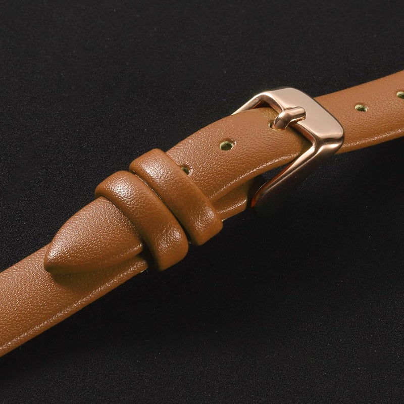 QUARKZMAN Leather Watch Strap Watch Leather Strap Watch Straps Flat Thin Elegant Leather Watch Strap Buckle for Smartwatch Men Women Men Women - Image 4