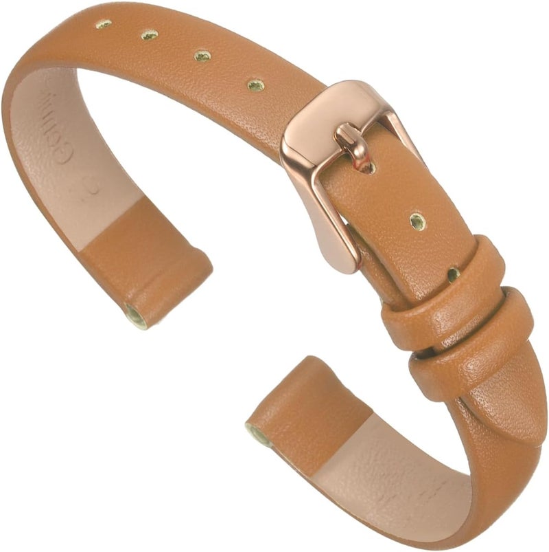 QUARKZMAN Leather Watch Strap Watch Leather Strap Watch Straps Flat Thin Elegant Leather Watch Strap Buckle for Smartwatch Men Women Men Women - Image 1