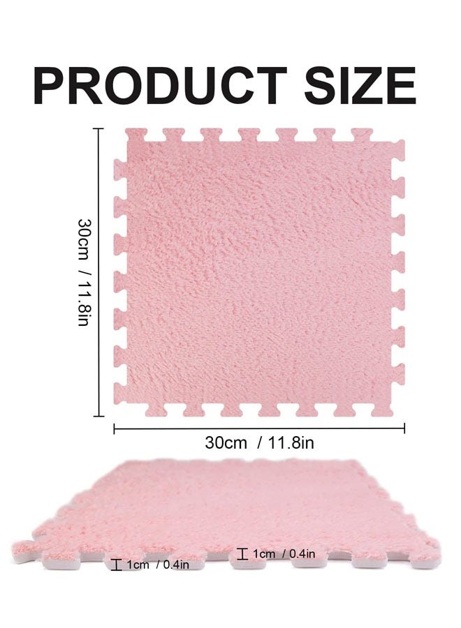 25Pcs Foam Play Mat 30x30cm Puzzle Play Mats Floor for Kids Soft Plush Interlocking Foam Mat Set with Edges for Floor Protection Yoga Fitness Workout Mats kids Play Mats Pink - Image 2