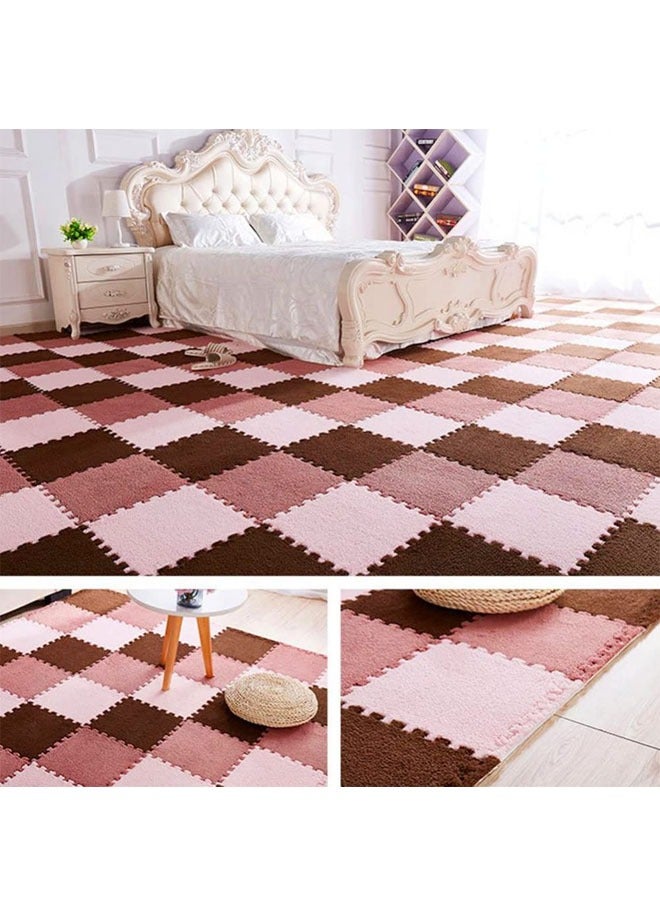 25Pcs Foam Play Mat 30x30cm Puzzle Play Mats Floor for Kids Soft Plush Interlocking Foam Mat Set with Edges for Floor Protection Yoga Fitness Workout Mats kids Play Mats Pink - Image 5