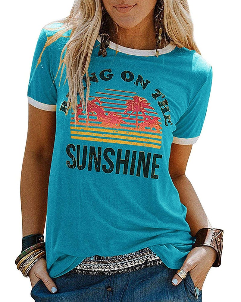 YEXIPO Graphic Tees for Women Short Sleeve Summer Tops Funny Letter Printed Loose Casual T Shirts - Image 1